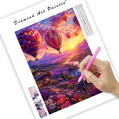 Lavender Balloon Valley - Diamond Painting