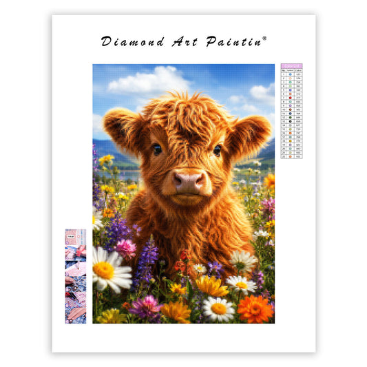 Meadow Highland Calf - Diamond Painting