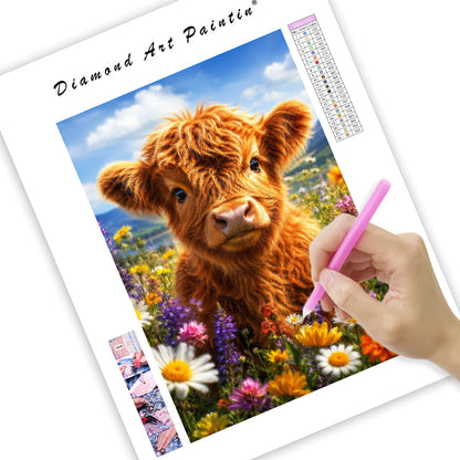 Meadow Highland Calf - Diamond Painting
