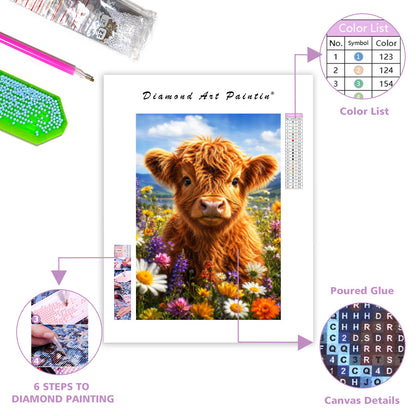 Meadow Highland Calf - Diamond Painting