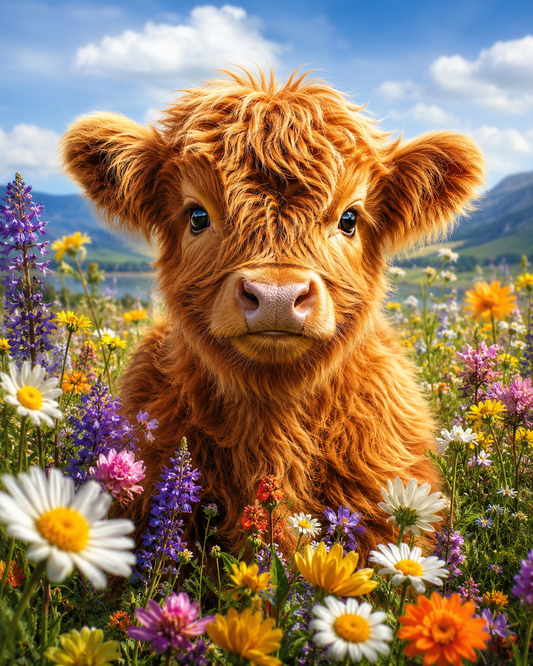 Meadow Highland Calf - Diamond Painting