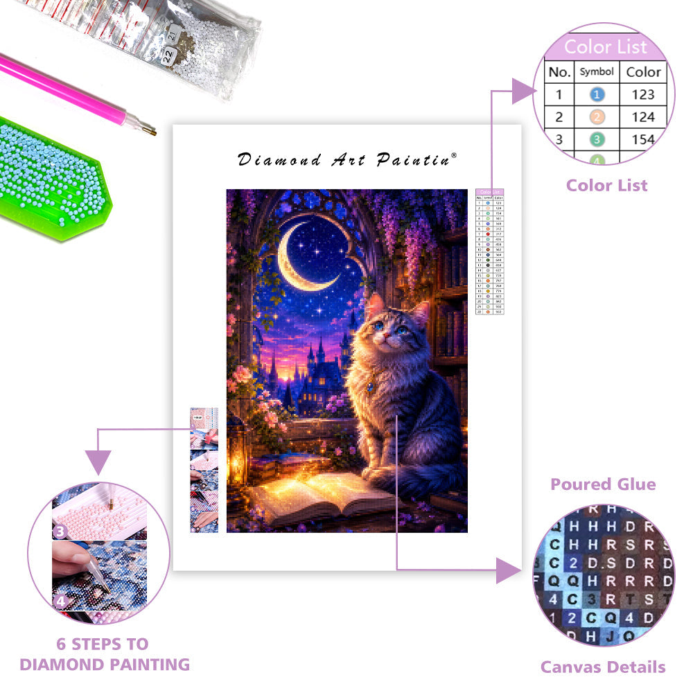 Moonlit Cat - Diamond Painting