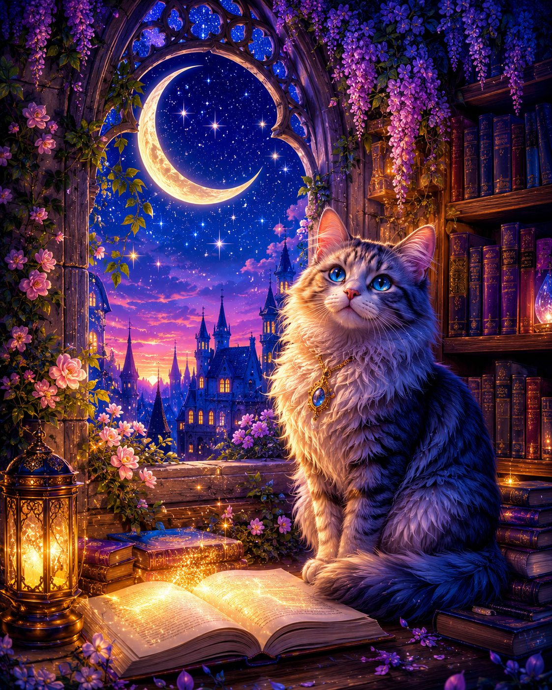 Moonlit Cat - Diamond Painting