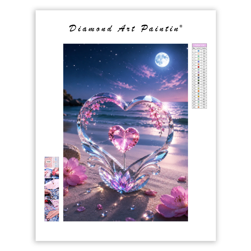 Moonlit Crystal Heart - Diamond Painting