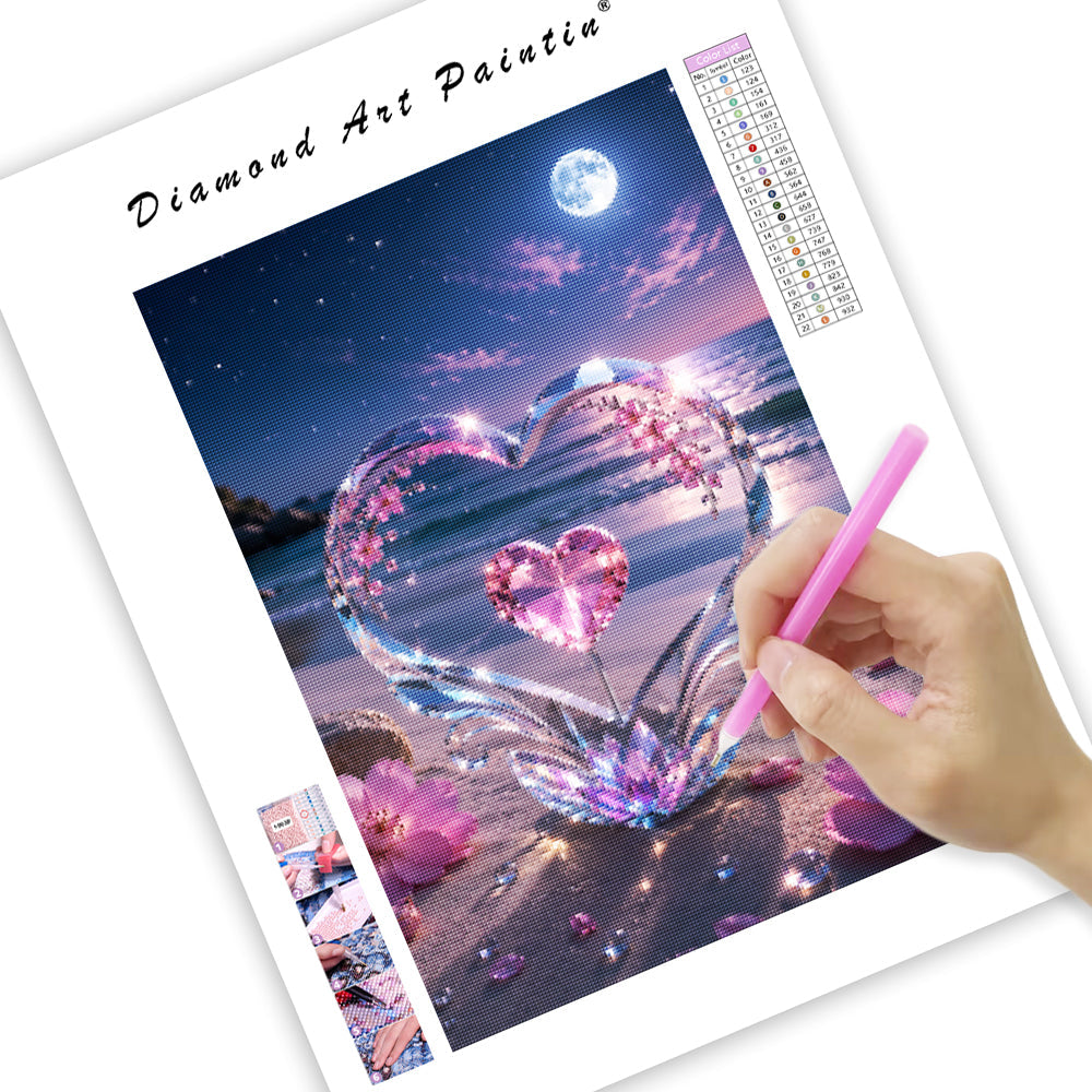 Moonlit Crystal Heart - Diamond Painting