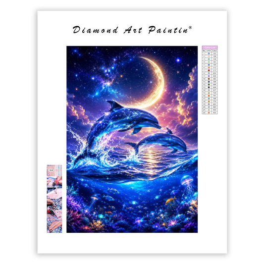 Moonlit Dolphin Dreams - Diamond Painting