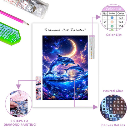 Moonlit Dolphin Dreams - Diamond Painting