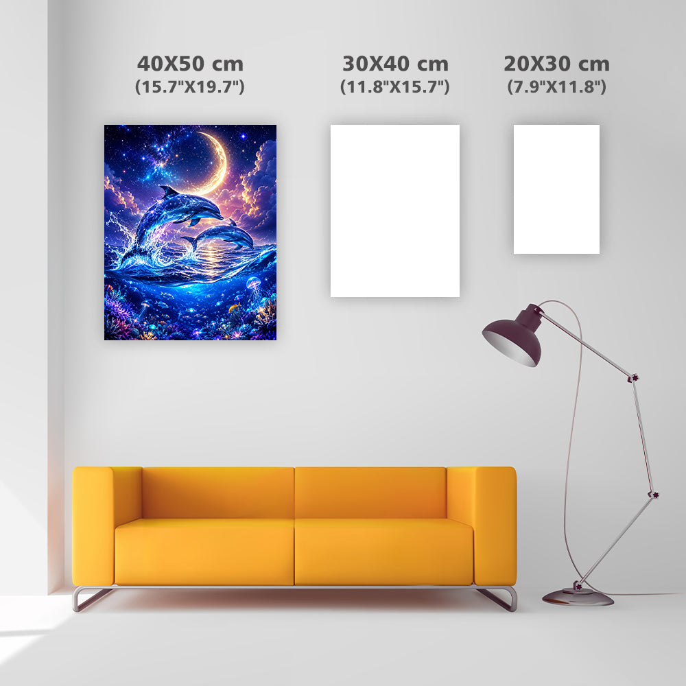 Moonlit Dolphin Dreams - Diamond Painting