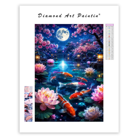 Moonlit Koi Garden - Diamond Painting