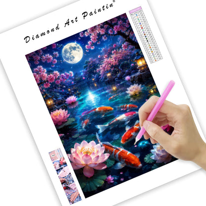 Moonlit Koi Garden - Diamond Painting