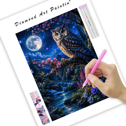 Moonlit Owl Haven - Diamond Painting