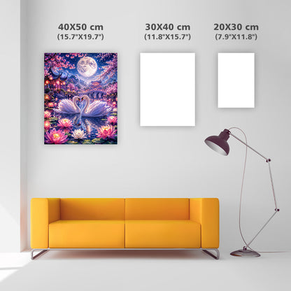 Moonlit Swan Garden - Diamond Painting