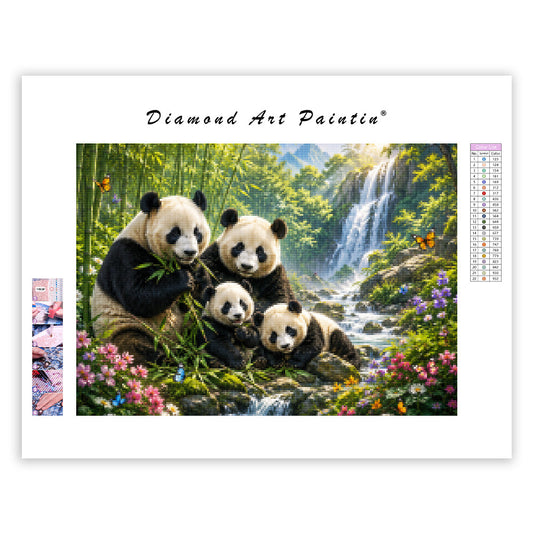 Panda Family Retreat - Diamond Painting