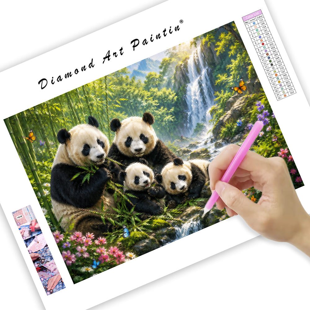 Panda Family Retreat - Diamond Painting
