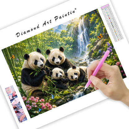 Panda Family Retreat - Diamond Painting