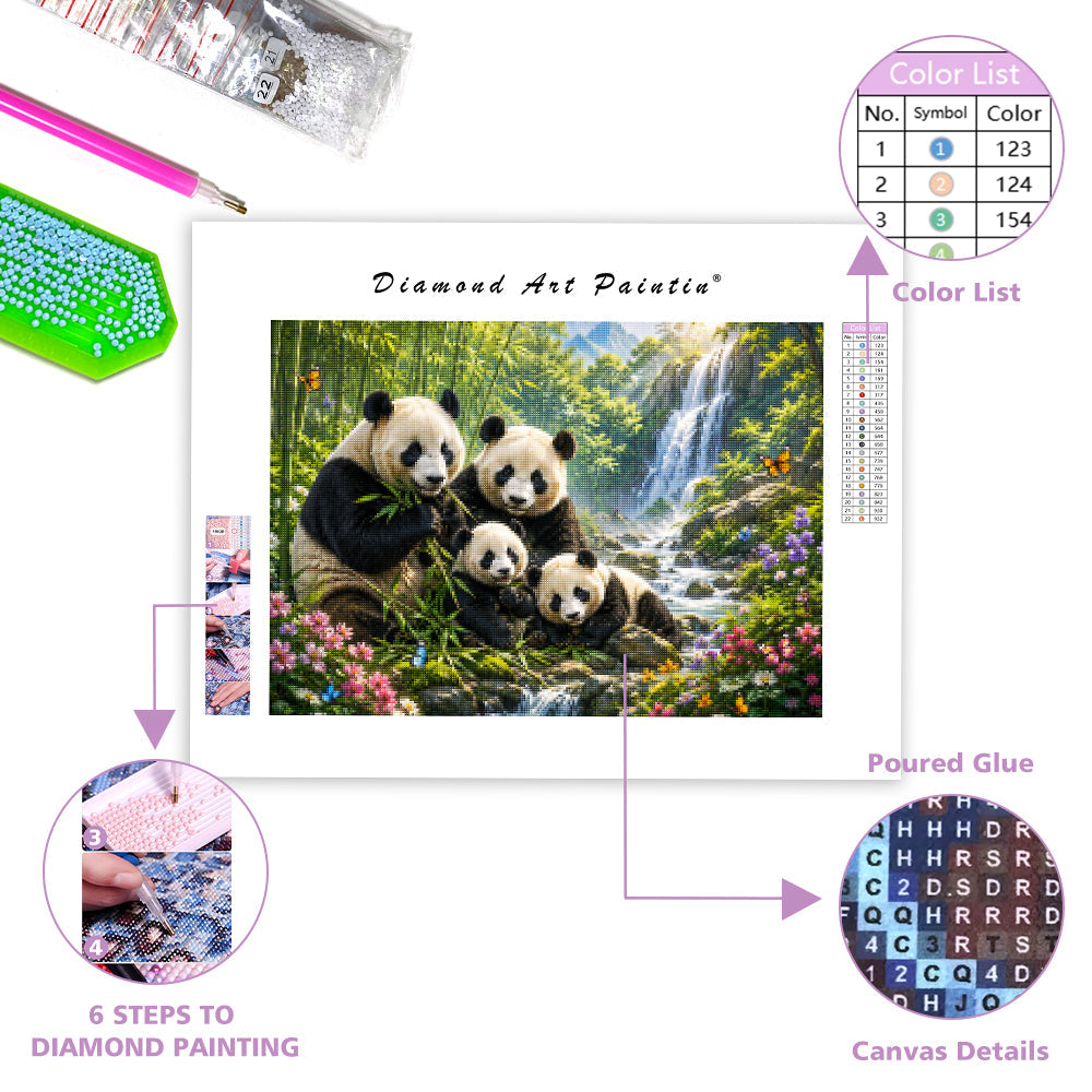 Panda Family Retreat - Diamond Painting