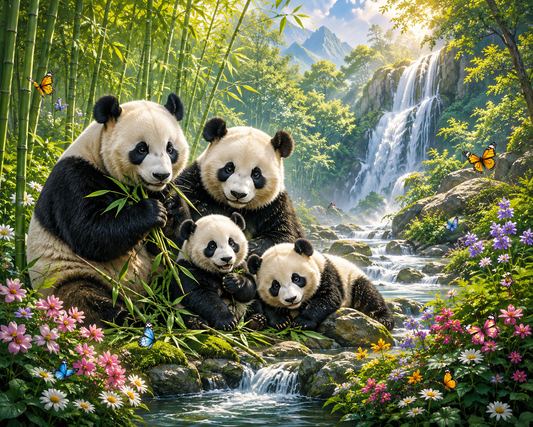 Panda Family Retreat - Diamond Painting