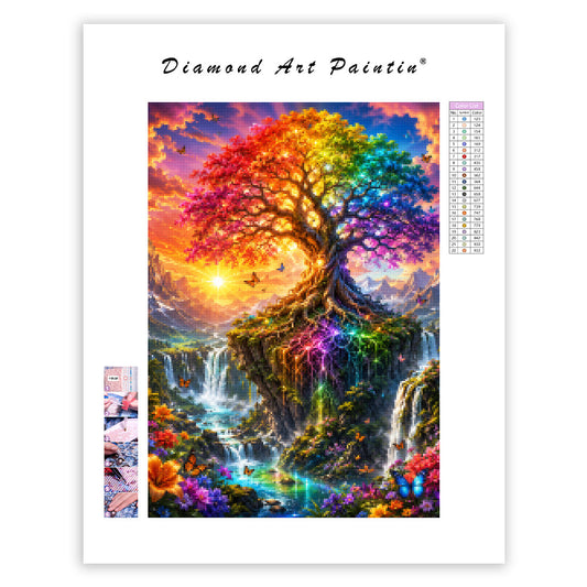 Rainbow Tree Falls - Diamond Painting