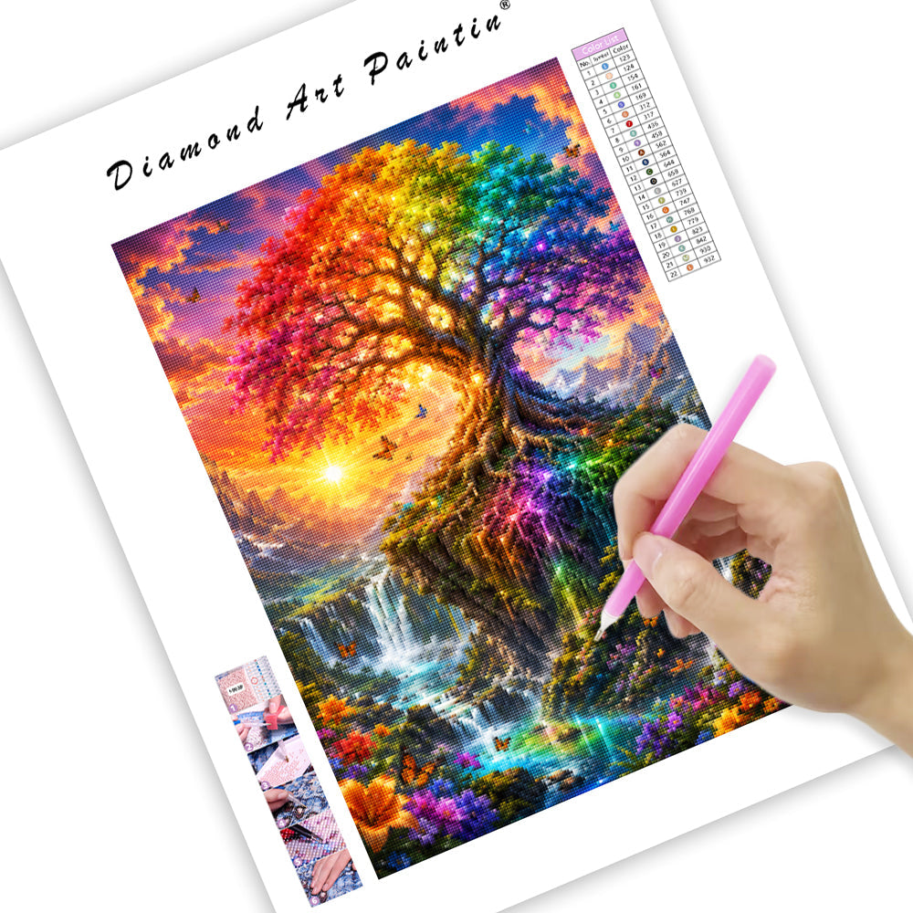 Rainbow Tree Falls - Diamond Painting