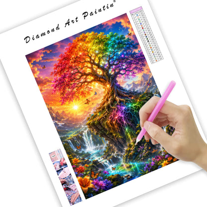 Rainbow Tree Falls - Diamond Painting