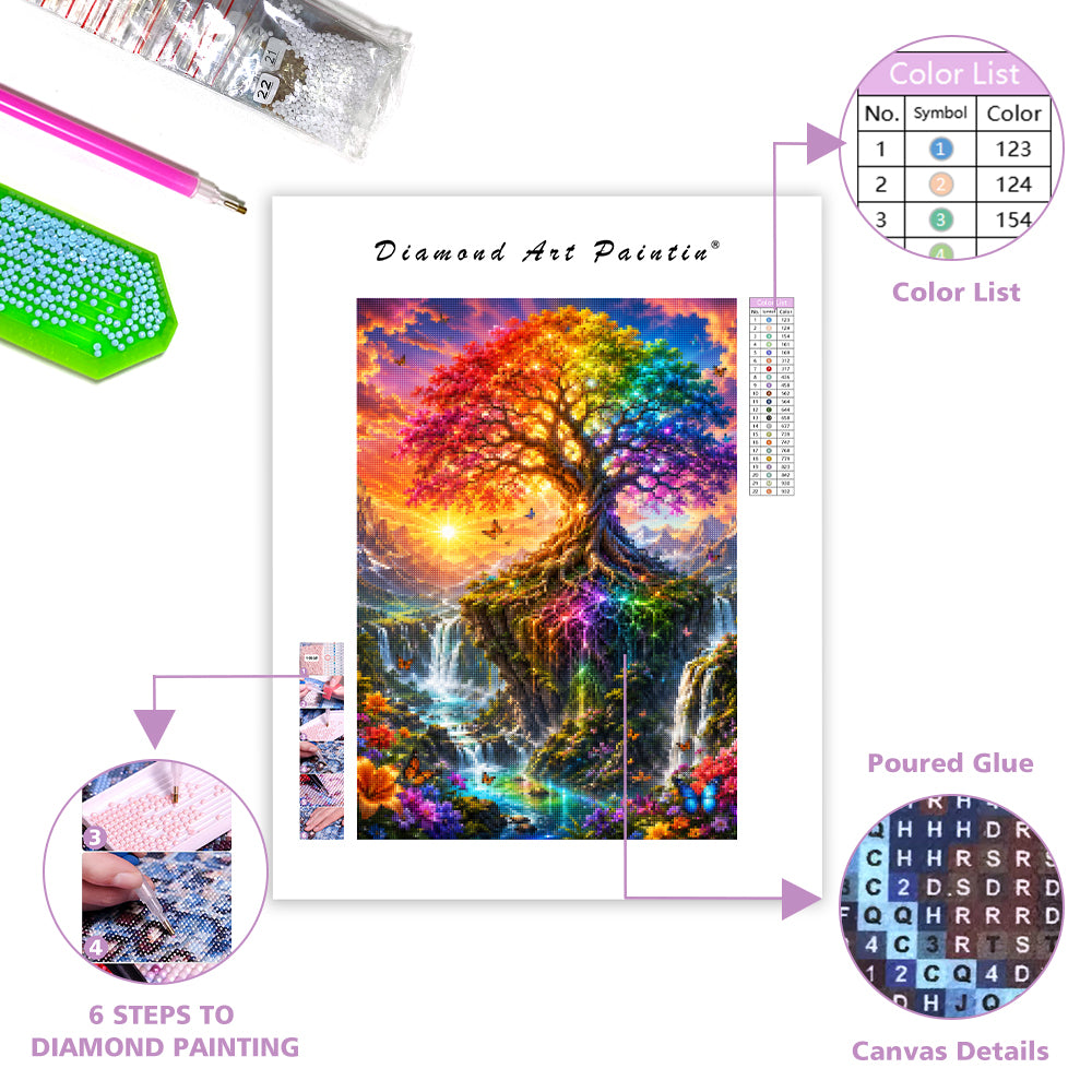 Rainbow Tree Falls - Diamond Painting