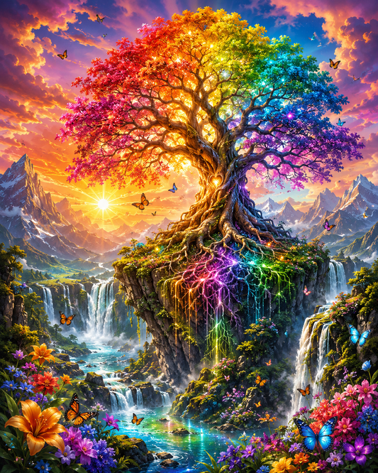 Rainbow Tree Falls - Diamond Painting
