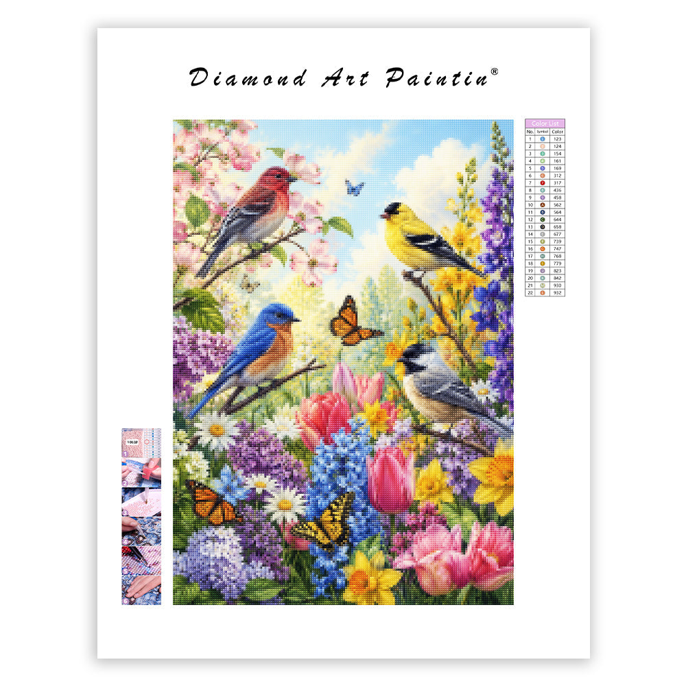 Spring Songbird Garden - Diamond Painting