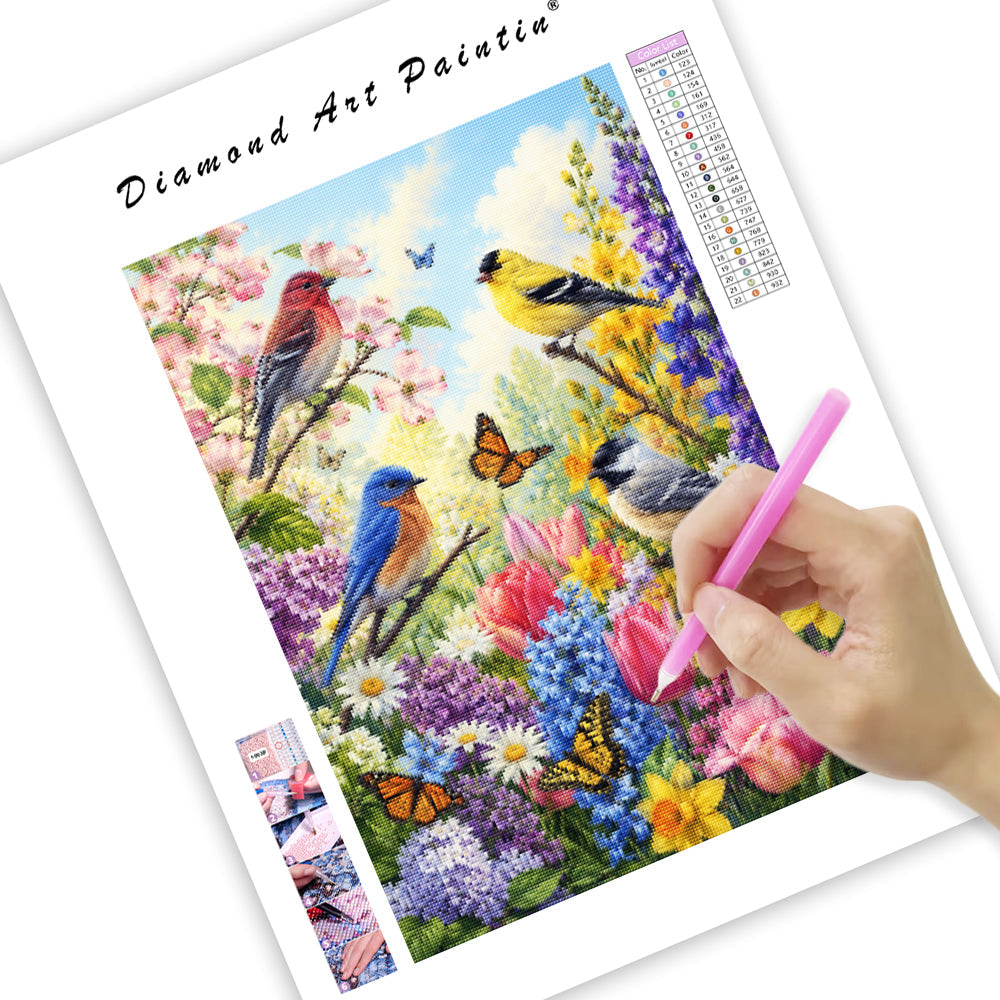 Spring Songbird Garden - Diamond Painting