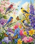 Spring Songbird Garden - Diamond Painting