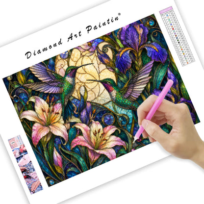 Stained Glass Hummingbirds - Diamond Painting