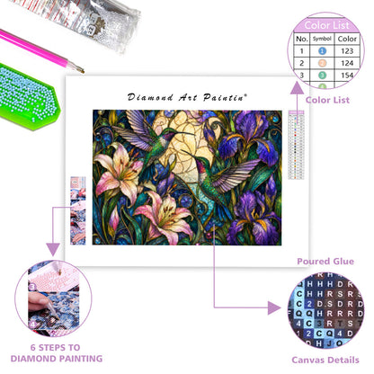 Stained Glass Hummingbirds - Diamond Painting