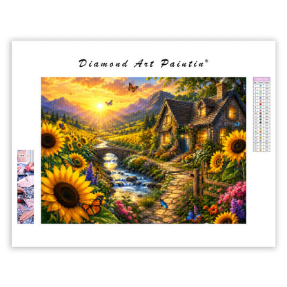 Sunflower Valley Cottage - Diamond Painting