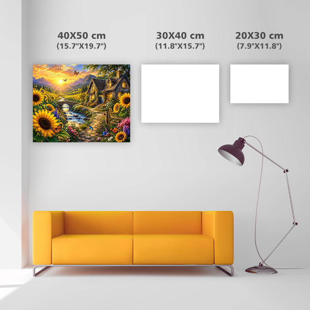 Sunflower Valley Cottage - Diamond Painting