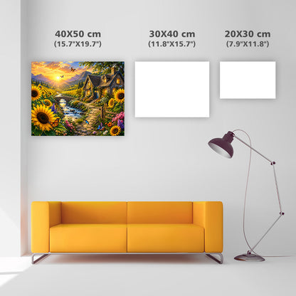 Sunflower Valley Cottage - Diamond Painting