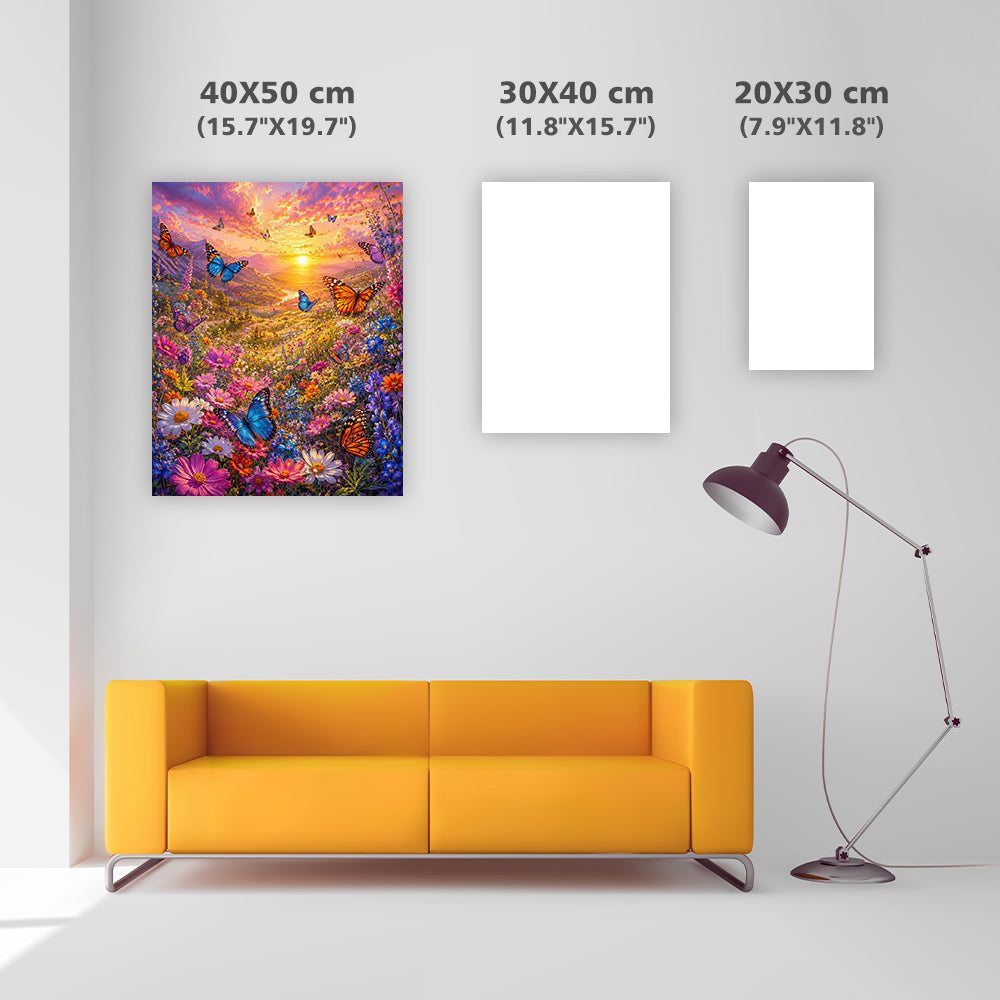 Sunset Butterfly Meadow - Diamond Painting
