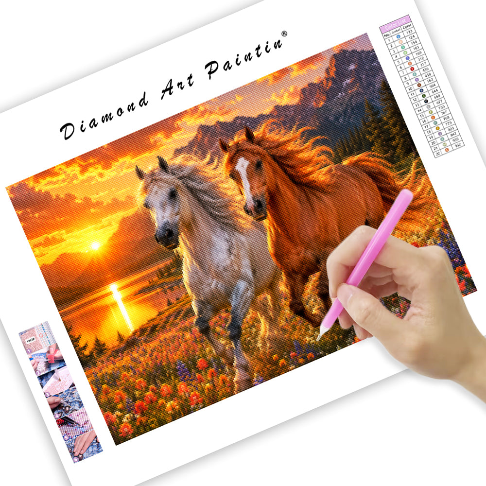 Sunset Horses - Diamond Painting