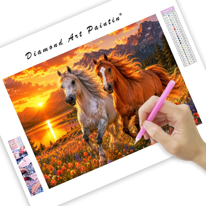 Sunset Horses - Diamond Painting