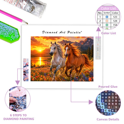 Sunset Horses - Diamond Painting