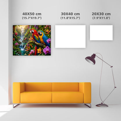 Tropical Parrot Falls - Diamond Painting