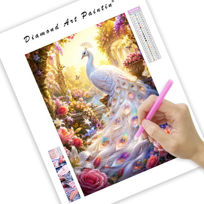 White Peacock Paradise - Diamond Painting