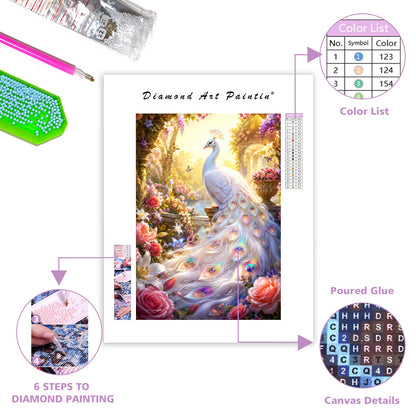 White Peacock Paradise - Diamond Painting