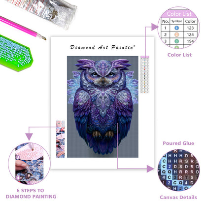 Amethyst Owl Mask - Diamond Painting