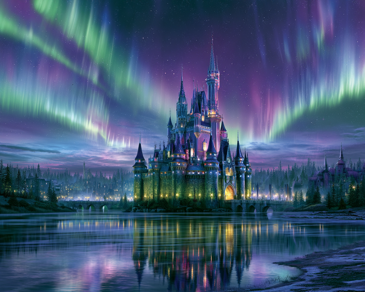 Aurora Castle Lake - Diamond Painting