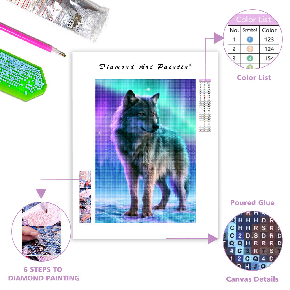 Aurora Wolf Spirit - Diamond Painting
