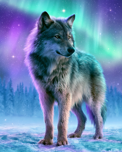 Aurora Wolf Spirit - Diamond Painting