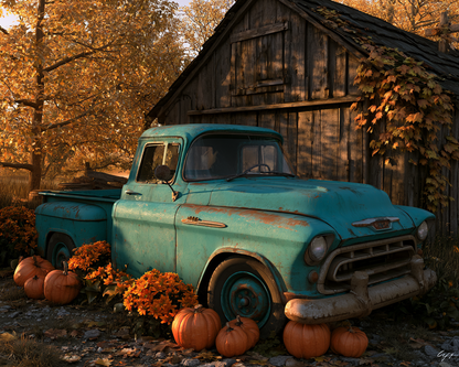 Autumn Farm Truck - Diamond Painting