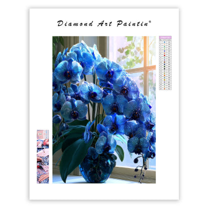 Blue Orchid Window - Diamond Painting