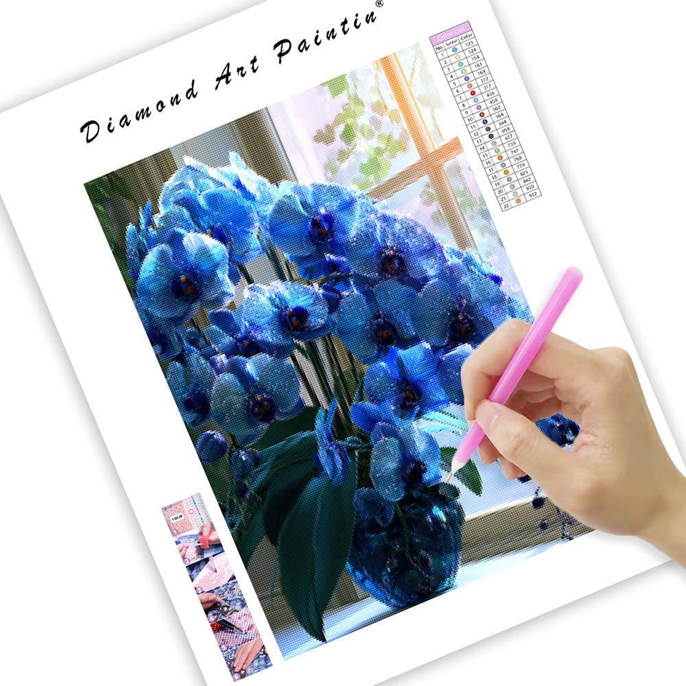 Blue Orchid Window - Diamond Painting
