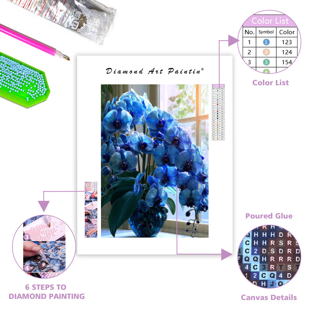 Blue Orchid Window - Diamond Painting