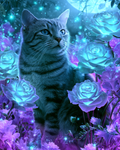 Blue Rose Cat - Diamond Painting